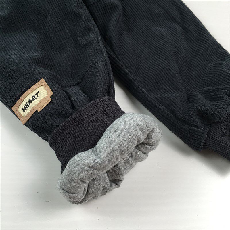 110-160儿童灯芯绒夹棉裤男童三层加棉休闲裤中大童冬款裤子百搭