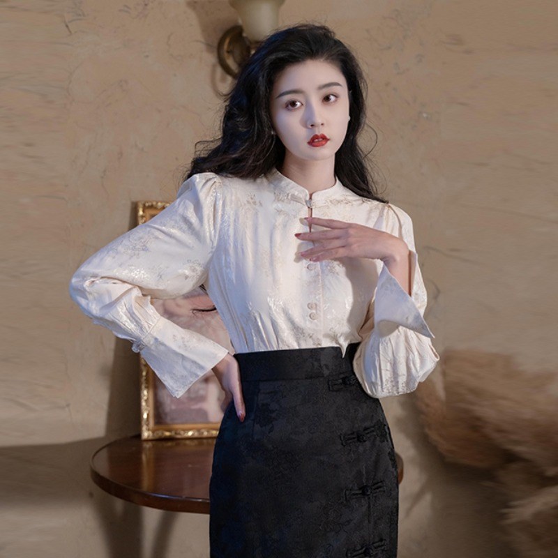 汉服女装唐装女中国风改良旗袍上衣复古盘扣衬衫轻国风新中式套装