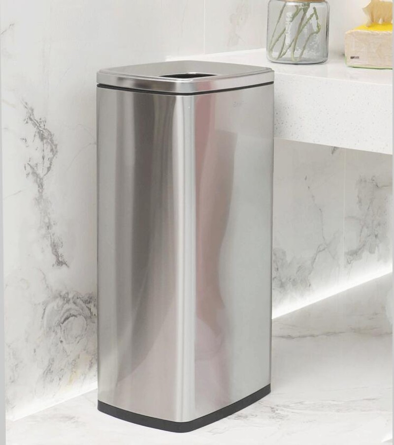 不锈钢垃圾桶卫生间擦手纸无盖直投翻盖侧开商用方形电梯口果皮箱