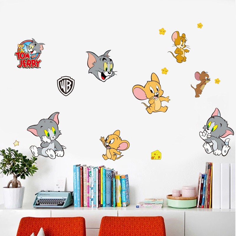 卡通猫和老鼠儿童房贴纸墙角遮丑墙贴装饰房间门贴墙纸自粘大贴画,家居饰品,软装墙贴,淘宝优惠券,粉丝福利购,淘宝优惠卷