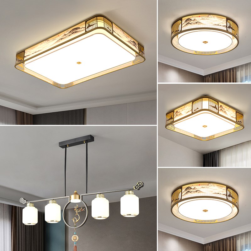 新中式吸顶灯客厅灯长方形2024年新款大气中国风卧室餐厅中式灯具
