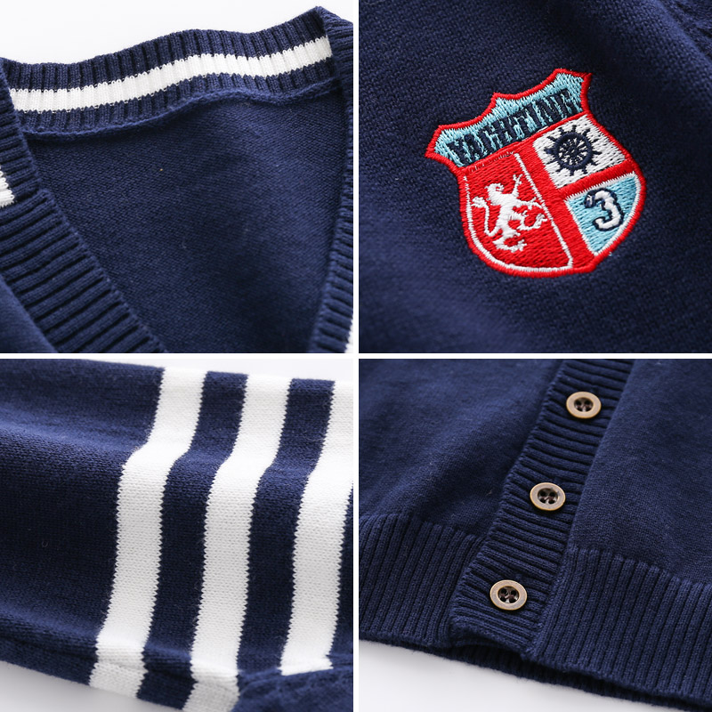 男童开衫毛衣2021年新款男孩春秋洋气宝宝学院宽松上衣儿童针织衫