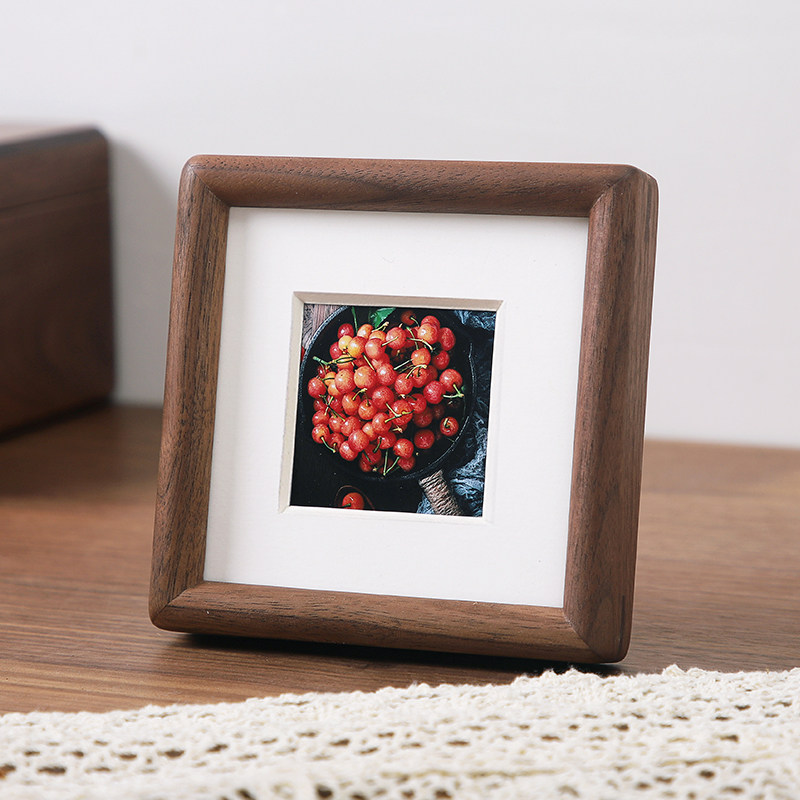 迷你小相框摆台实木正方形3寸桌面摆件情侣洗照片装裱定制diy打印