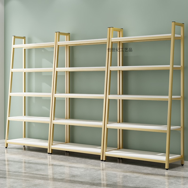 鞋店鞋架展示架包包架组合多层落地式金色女鞋铺货架服装店鞋包架