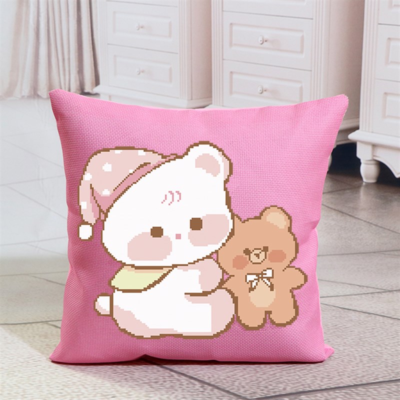 自己绣十字绣抱枕客厅沙发浪漫卡通情侣可爱一对卧室汽车枕头靠垫
