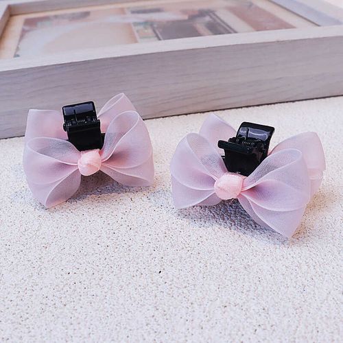 儿童抓夹女仙美双面蝴蝶结发夹可爱公主小号对夹果冻纱碎发侧边夹