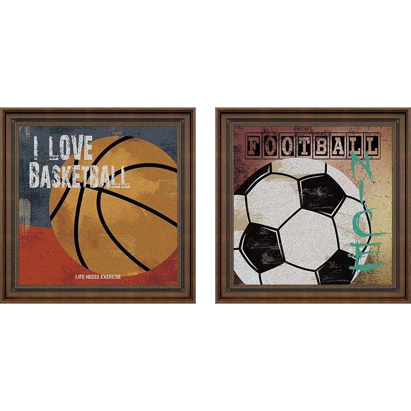 网红起贝欧美式卧室篮球足球儿童房装饰画大男孩房间床头背景墙画