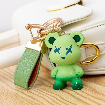 渐变龙熊小清新钥匙扣挂件汽车链圈环男女士精致书包挂饰绳小饰品