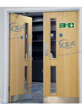 英标2小时木质防火门BS476应急逃生门商场通道平开门无漆木门出口