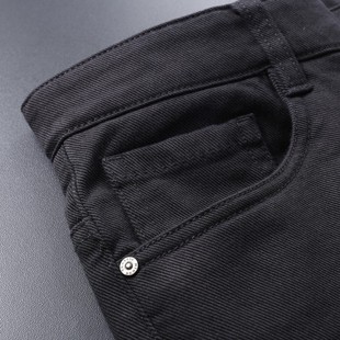 男直筒秋冬季 男士 柔软酵洗工艺黑色斜纹休闲长裤 子2021年新款 厚 裤