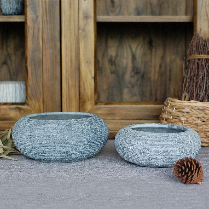 创意肉肉花盆睡莲花盆碗莲荷花盆  水泥花盆大口径铜钱草花盆水培