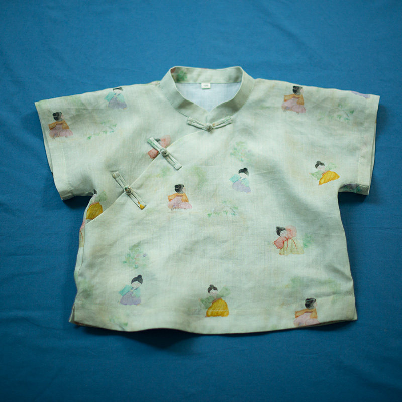 女童汉服短倒大袖改良新中式国风套装儿童马面裙夏天日常真丝半身