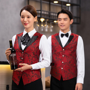 酒吧KTV服务员工作服马甲西餐厅服务生服装夜场调酒师工装马夹男