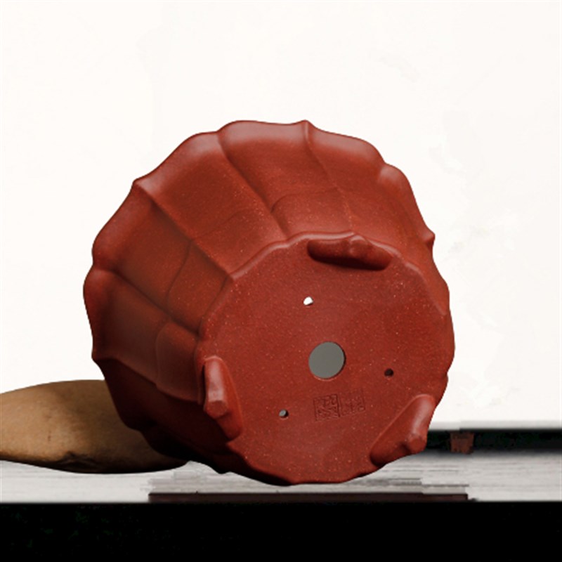 韩永钢精品紫砂花盆红降坡莲花盆兰花盆兰草盆景盆觅陶乡名家盆