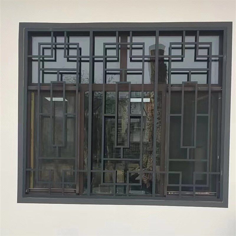 铝合金铝格护栏防盗网木纹铝吊楣挂落镂空屏风