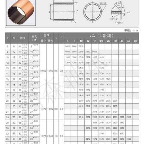 复合铜 油轴承铜衬耐磨铜轴油衬内径
