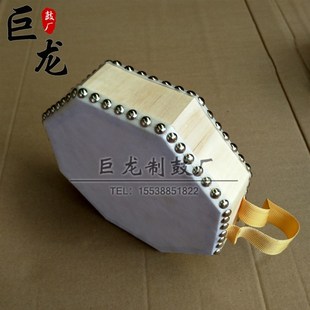 牛皮八角鼓实木鼓六角手鼓童鼓子秧歌禅鼓声声道具鼓厂家