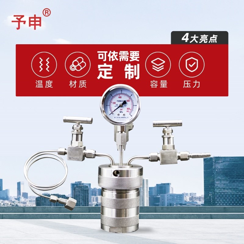 高温高压不锈钢反应釜/模块加热加氢水热合成螺纹釜/门通气防爆