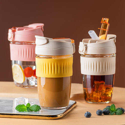 水杯杯子女夏季带吸管奶茶牛奶泡茶大容量随行咖啡杯