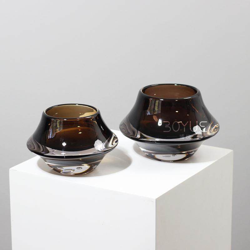 现代简约创意棕色飞碟厚底琉璃花瓶洽谈桌样板房软装家居装饰摆件,农机/农具/农膜,其它农用工具,淘宝优惠券,粉丝福利购,淘宝优惠卷
