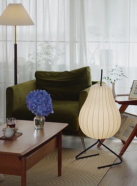 中古梨子蚕丝落地灯雪梨复古客厅台灯设计感氛围灯卧室诧寂风艺术