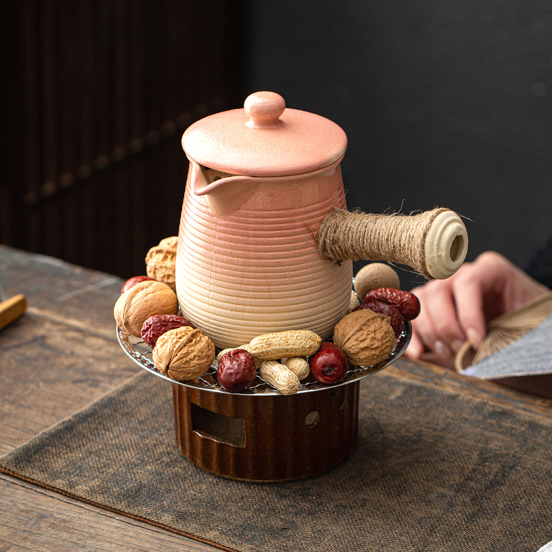 围炉冰茶器皿工具侧把陶泥罐罐茶煮茶功夫炭火茶炉煮茶壶煮茶套装