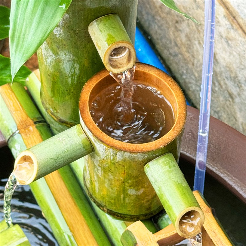 年新款竹子流水鱼缸水循环循环过加湿增氧招财庭院