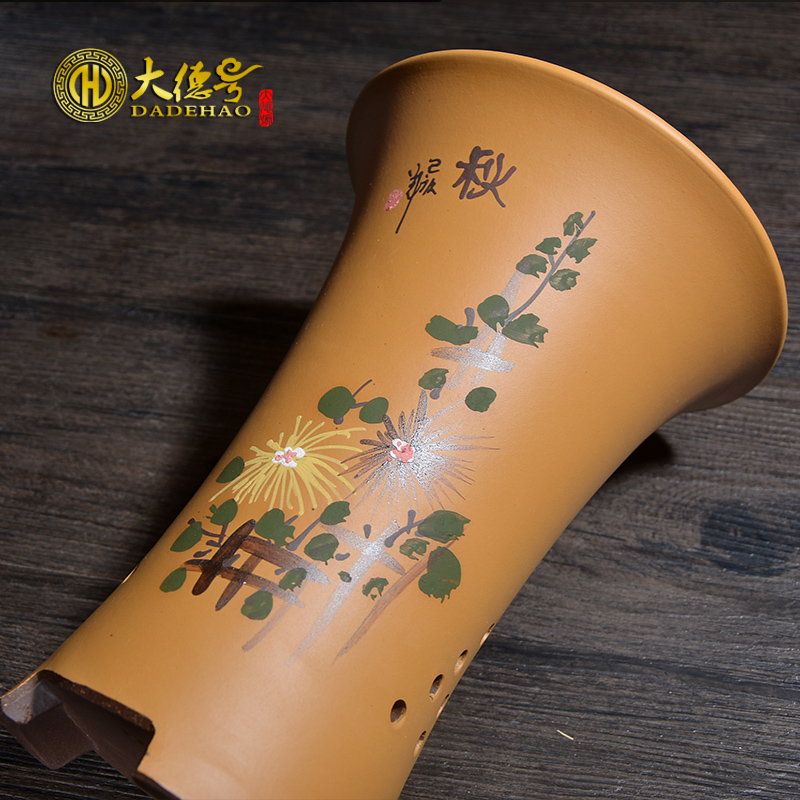 宜兴紫砂陶瓷兰花花盆吊兰四季粉浆泥绘创意兰花专用盆家用带托盘