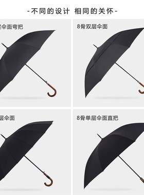 雨伞男日系商务英伦复古绅士长直杆伞弯把超大号自动伞黑色