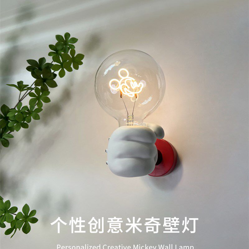 卡通壁灯卧室米奇手持墙灯儿童房床头小夜灯