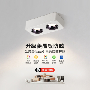 明装超全光谱防眩极简头筒客厅卧室护眼无灯