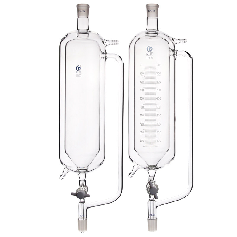 高硼硅玻璃F四氟活塞节门层夹恒压滴分液漏斗    2#定订制