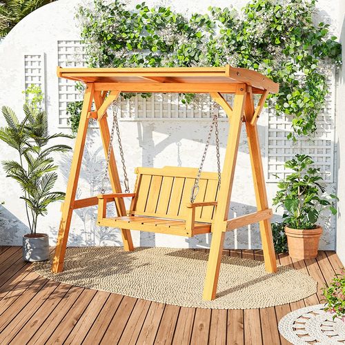 家庭儿童小孩阳台单人荡秋千家用室内外吊椅防腐木摇摇椅实木座椅