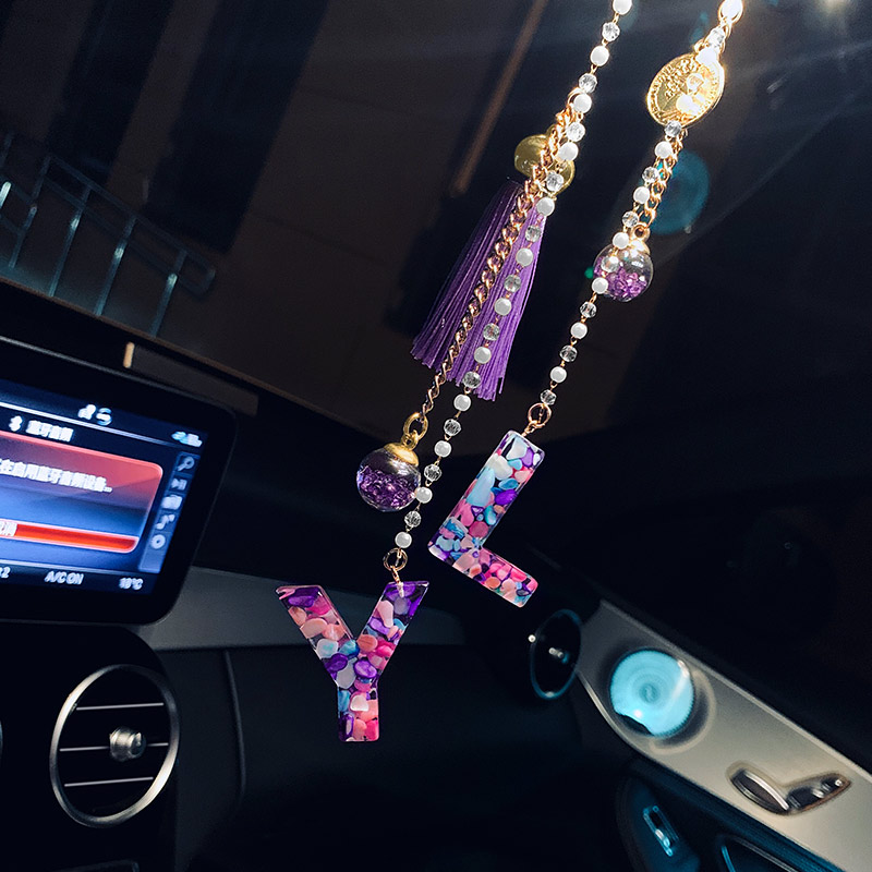 定制字母汽车挂件创意车载后视镜吊坠挂饰车内饰品挂式女车上挂件