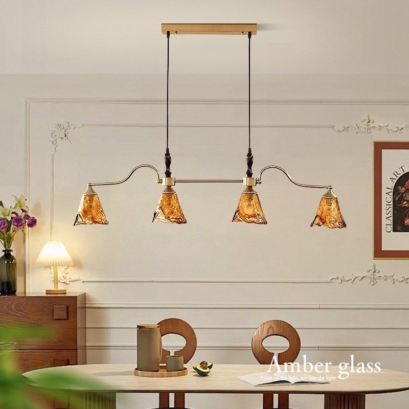 美拉德色系设计师款法式复古中古风新款高级餐厅饭厅玻璃吊灯灯具