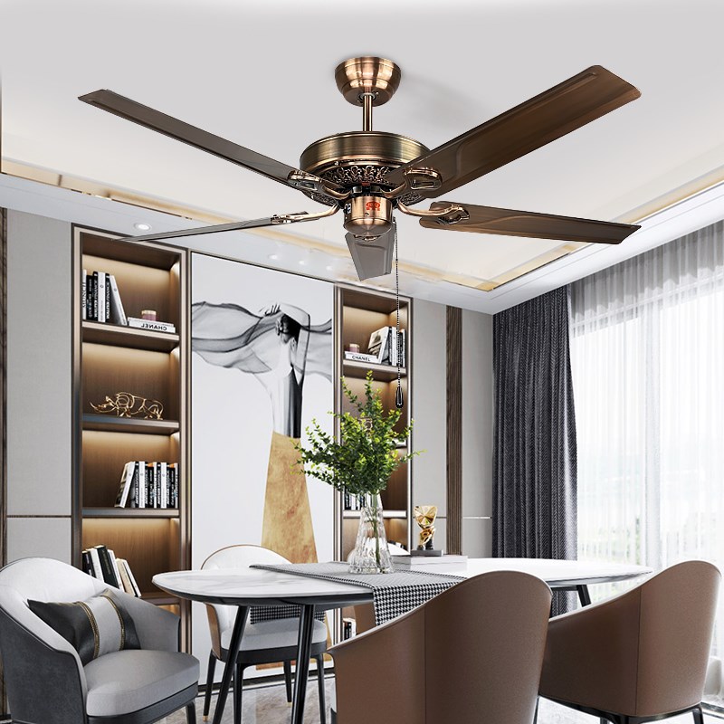 欧式现代简约无灯铁叶商用静音客厅卧室餐厅仿古空气黑色大风吊扇