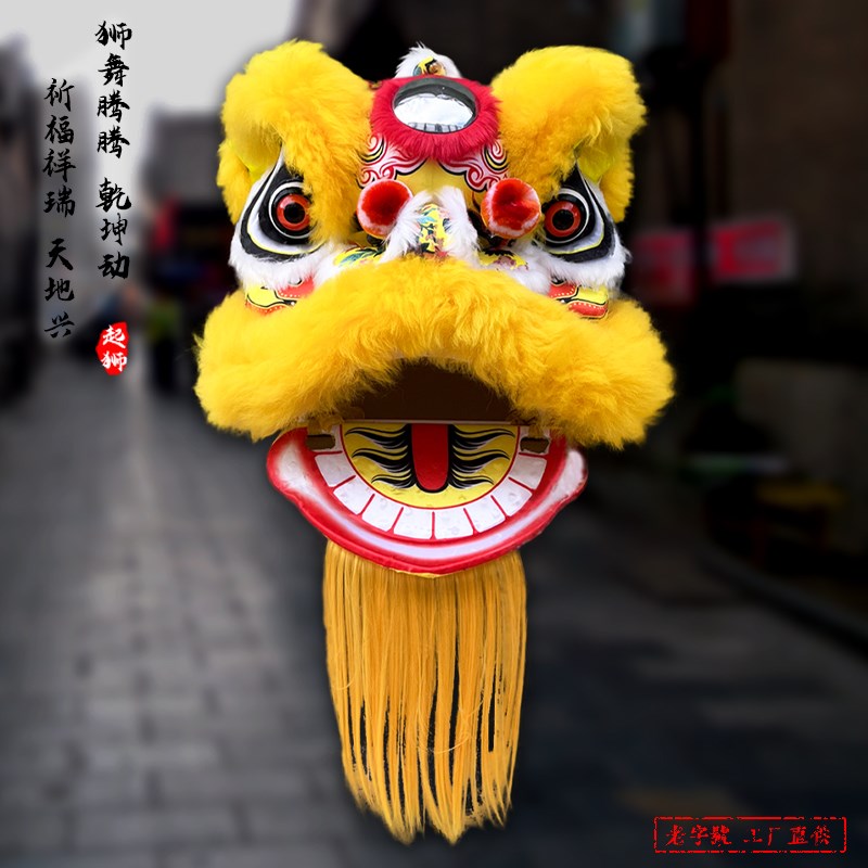 眨眼羊毛小狮子儿童舞狮子头小孩表演演出狮头塑料醒狮道具
