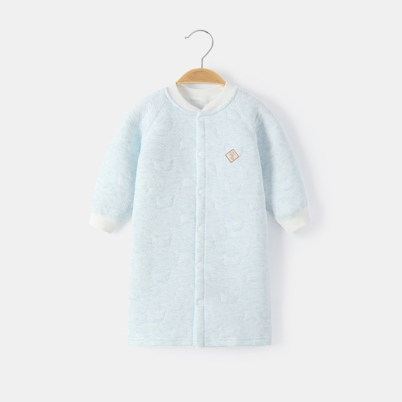 宝宝睡袍秋冬季婴儿睡衣纯棉保暖夹棉儿童睡裙男女童防踢被连体衣