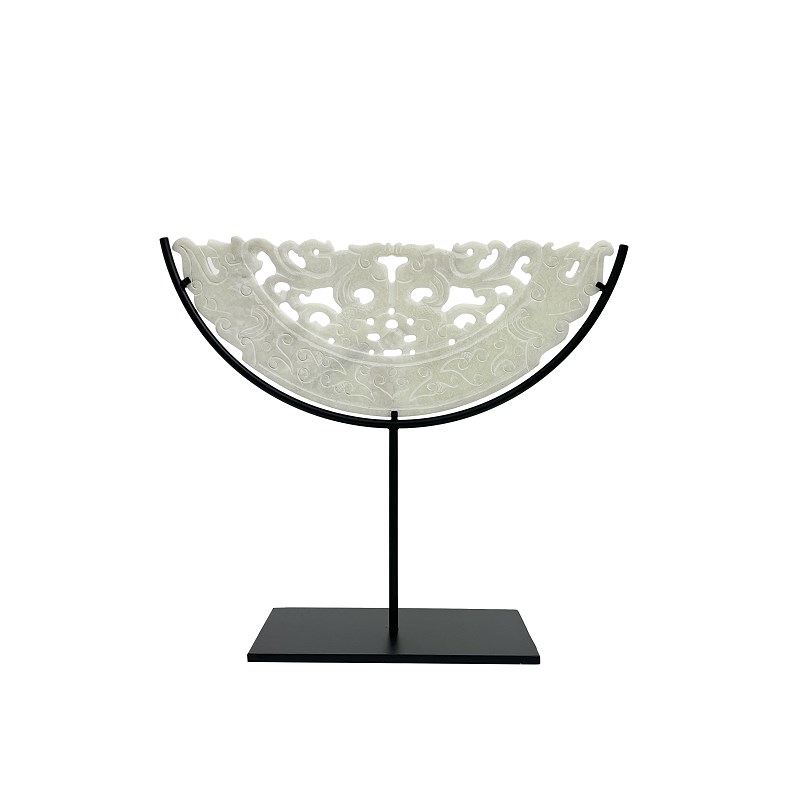 中式样板间玄关书房禅意摆件售楼部博古架软装饰品古玩玉璧艺术品