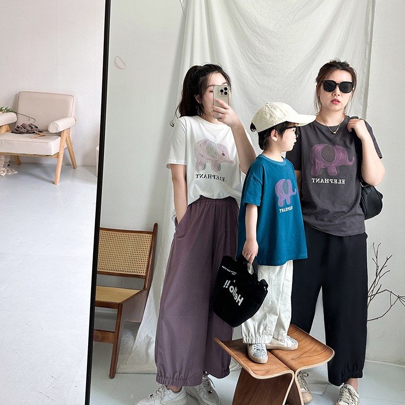 阿小轩2025男童小毛象亲子上衣儿童休闲发泡印多色短袖母子T恤潮,童装/婴儿装/亲子装,亲子装/亲子时装,淘宝优惠券,粉丝福利购,淘宝优惠卷