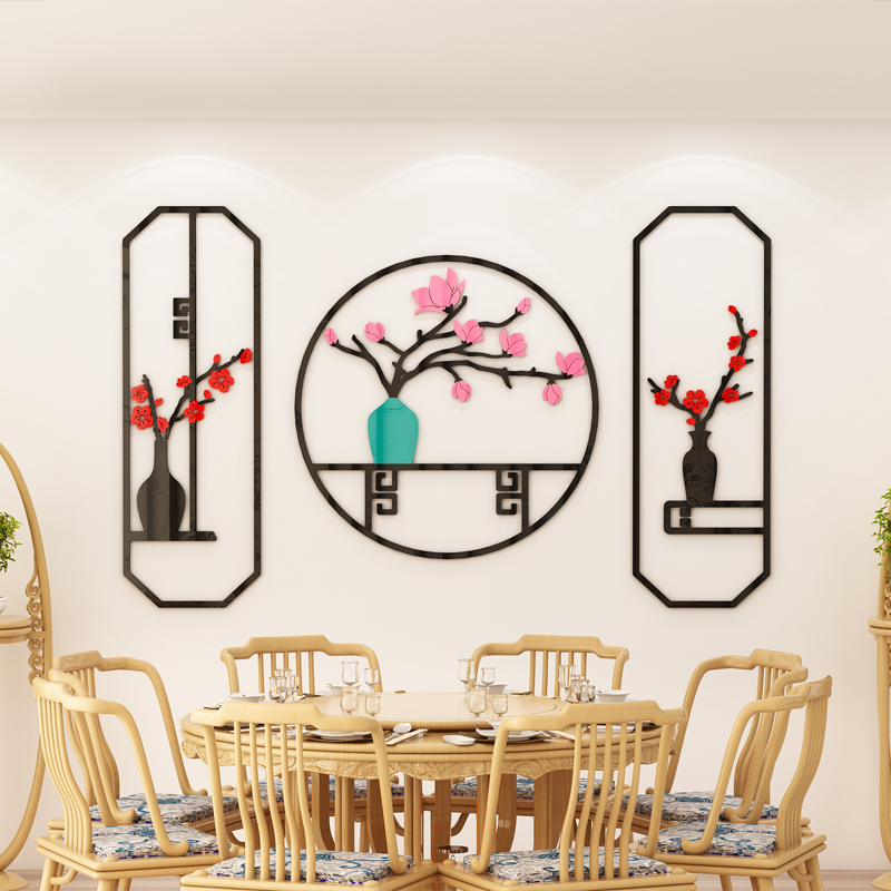 客餐厅沙发电视背景墙装饰新中式3d立体小酒馆墙壁面布置墙贴纸画