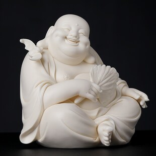 戴玉堂幸福常伴送礼弥勒笑佛大肚佛像大师林建平陶瓷德化坐像摆件