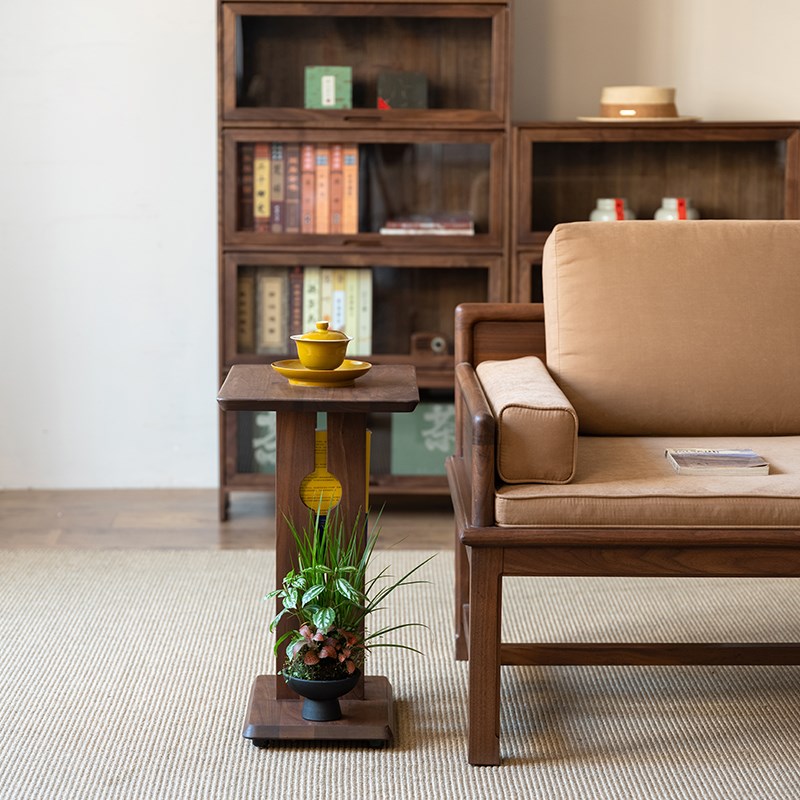 有清堂黑胡桃木可移动茶几小桌子沙发边几角几实木小桌子新中式