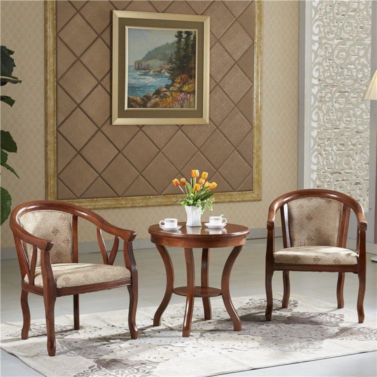 宾馆围椅茶几三件套客房圈椅单人实木围椅休闲桌椅卧室桌椅套件