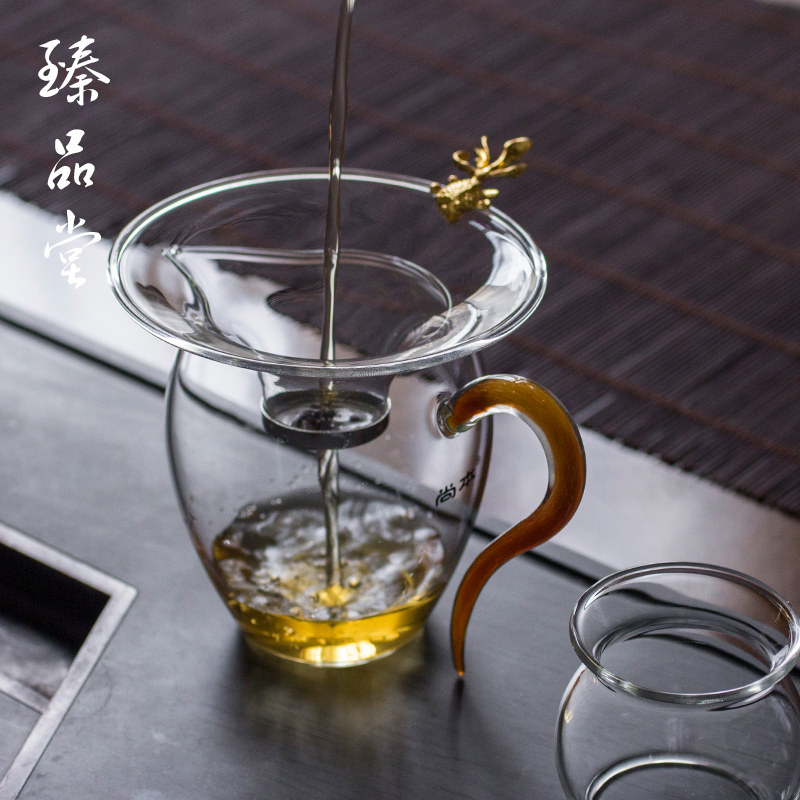 纯手工玻璃茶漏 过滤器茶隔  银鱼耐热功夫茶具配件 大号金鱼茶滤