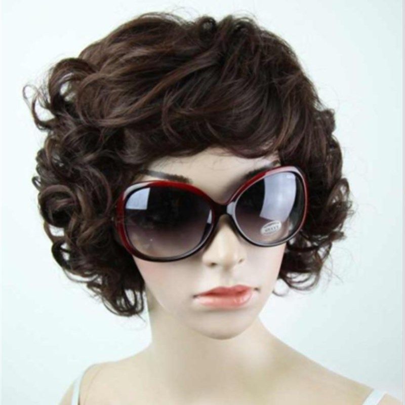 假发中老年假发短发女式妈妈短卷发高贵中年人假发套女士蛋卷头发