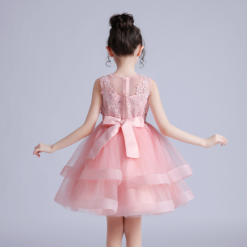 儿童婚纱礼服公主裙白色蓬蓬纱裙女学生模特走秀超洋气连衣裙夏装