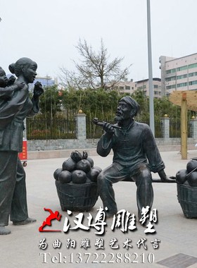 民俗文化小品雕塑陕西腰鼓人物雕塑玻璃钢铸铜城市博物馆景观雕塑