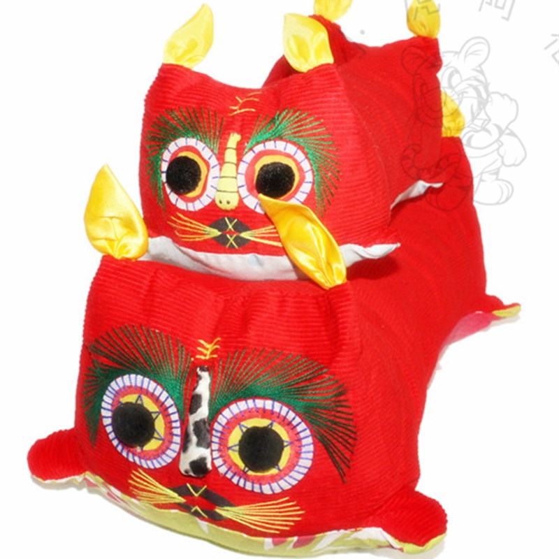 西北纯手工虎头枕布艺绣花老虎枕头玩偶满月礼物民俗儿童枕荞麦皮