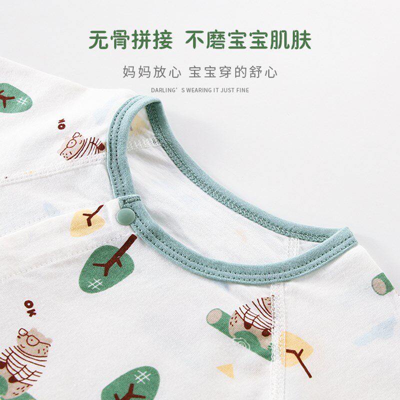 翘脚鸭婴儿衣服夏季新生儿连体衣薄款短袖夏天满月纯棉宝宝空调服